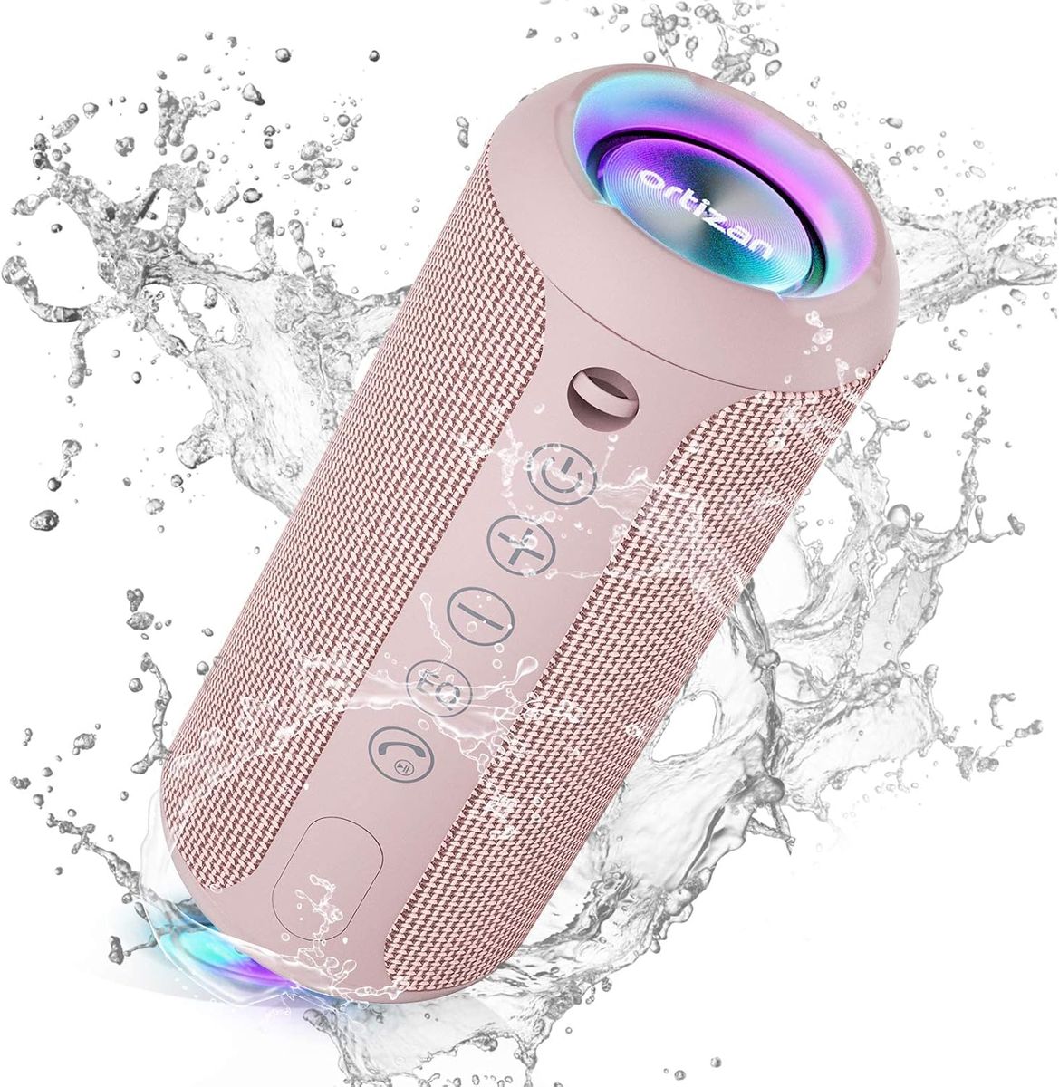 Pink speaker with a water splash