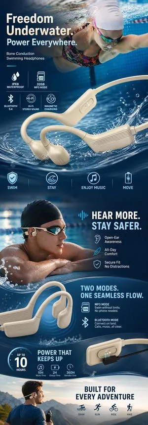Full A plus page for bone conduction swimming headphones