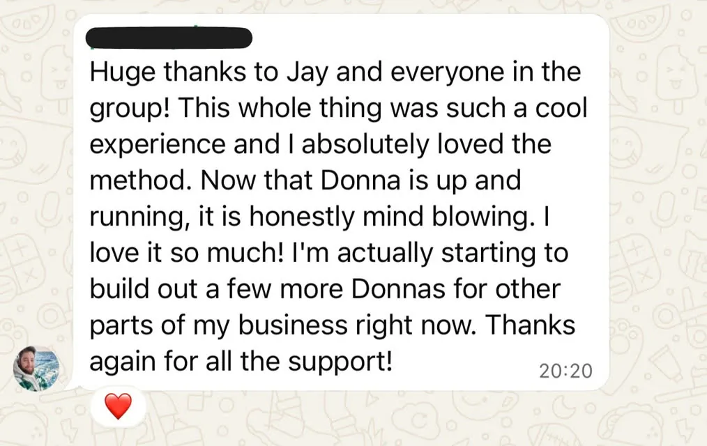 WhatsApp message from a Claude Code Challenge participant
