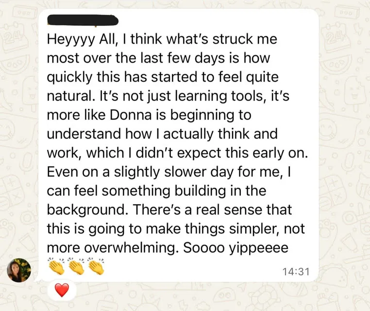 WhatsApp message from a Claude Code Challenge participant